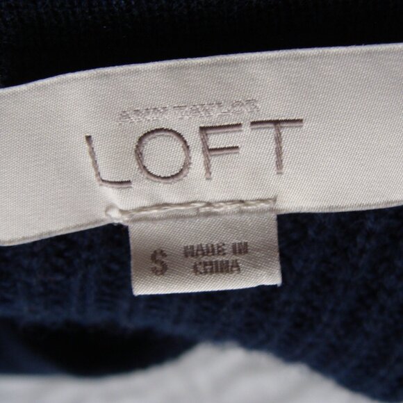 ANN TAYLOR LOFT Navy Blue 3/4 Sleeve ZIP Detail WOOL Blend SWEATER DRESS Sz S - Picture 9 of 9